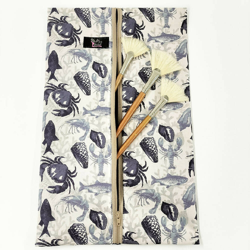 Crab and fish print waterproof bag. Toiletry bag