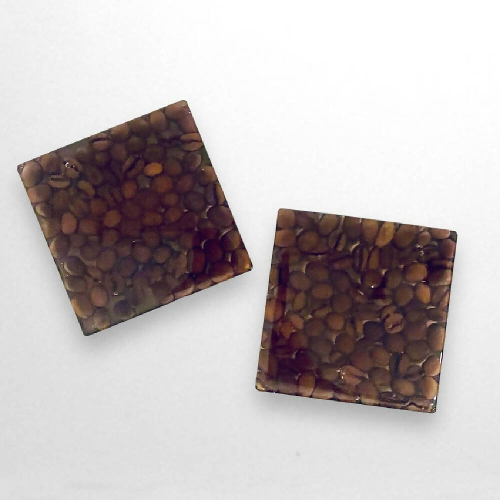 Set of 2 Square Coffee Bean Drink Coasters