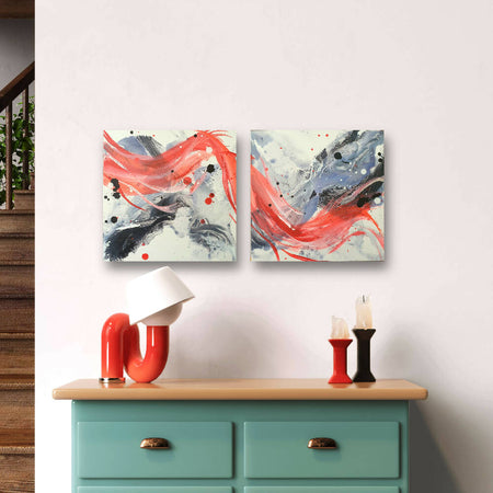 'Awake my soul II'| Original abstract acrylic wall art | Set of two