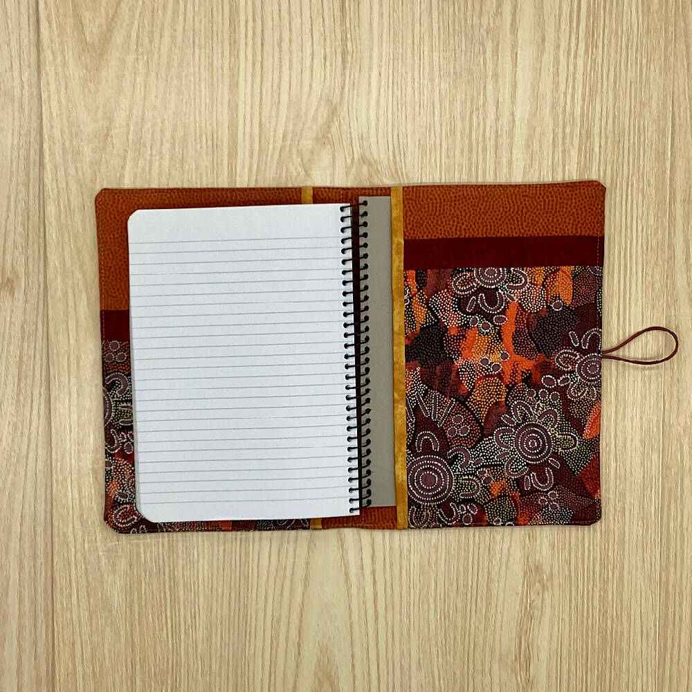 Indigenous Artwork refillable A5 fabric notebook cover gift set - Incl. book and pen.