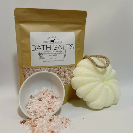 BATH SALTS - HIMALAYAN & EPSOM BLEND - PATCHOULI & LAVENDER SCENTED - 500g