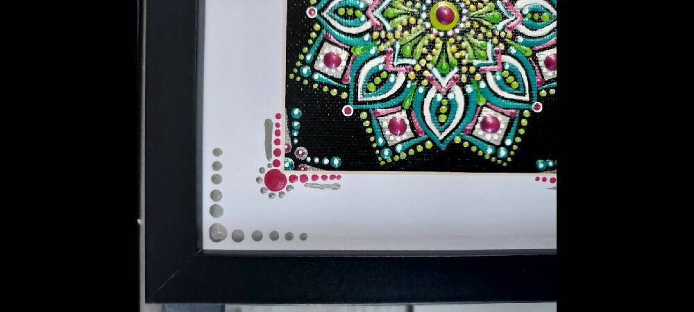 Framed Dot Art called "Aquamarine "