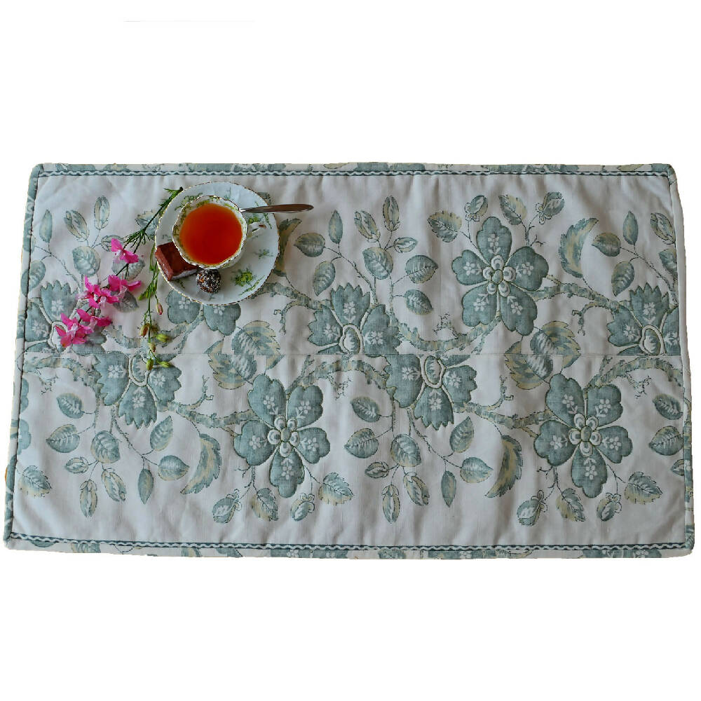 Green floral table runner, gift idea. free post