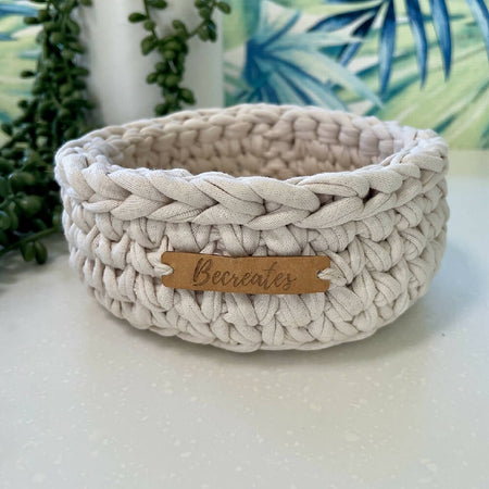 Crochet handmade basket - Beige mini
