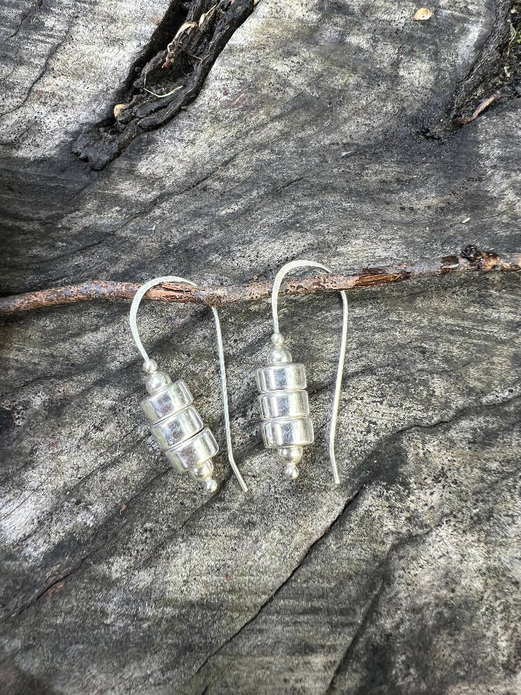 Hand hammered boho stirling silver minimalist earrings