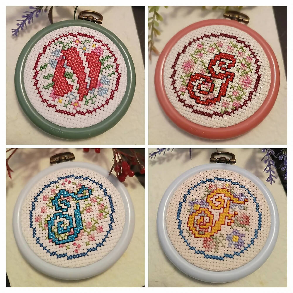 Mini Cross Stitch Flexi-Hoop Ornaments