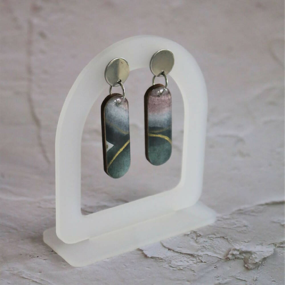 Watercolour Collection | Resin Dangles Earrings| Muted blues, mauve, greens