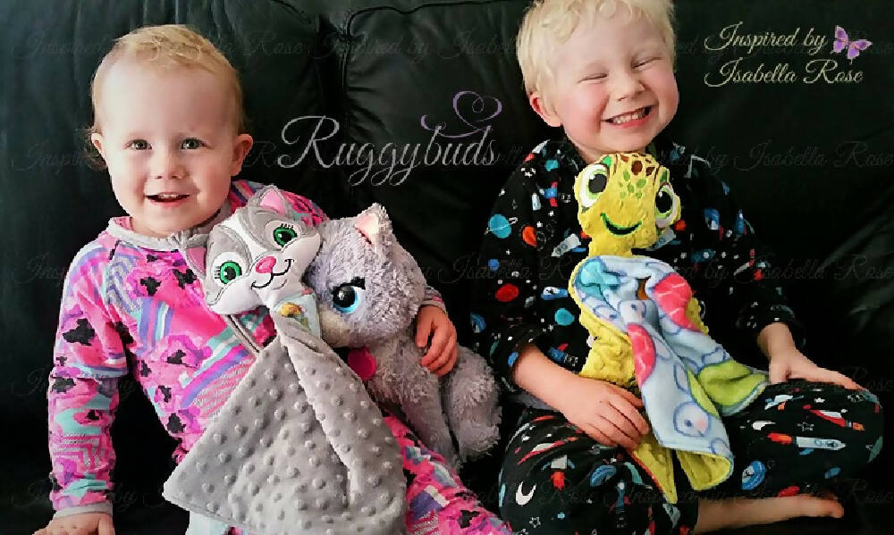 Baby comforter, Embroidered name, Kangaroo themed Ruggybud, Made to order