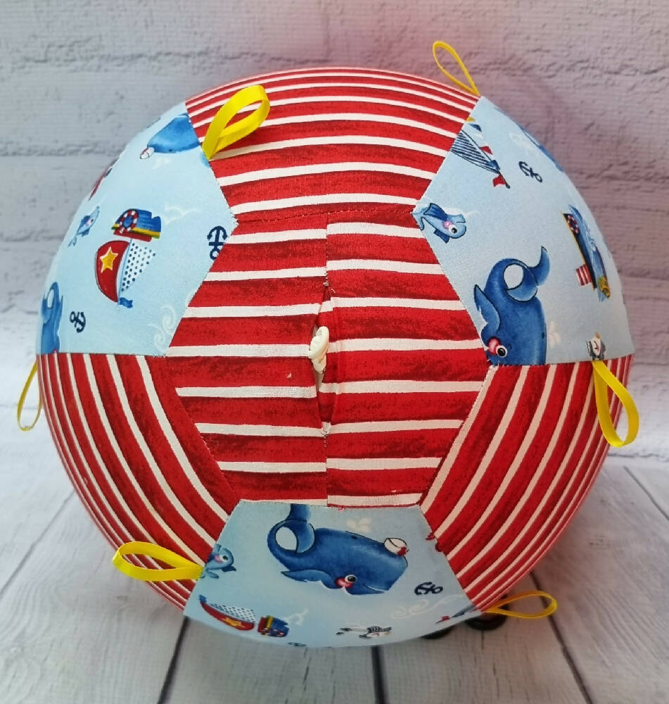 Balloon Ball: Whale of a time with Red/white stripe: Taggie; Two tone style