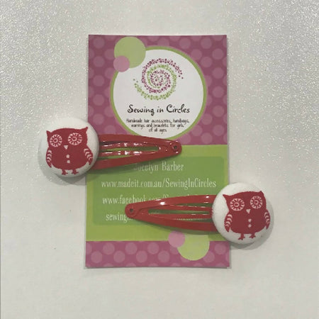 Red owl hair clips