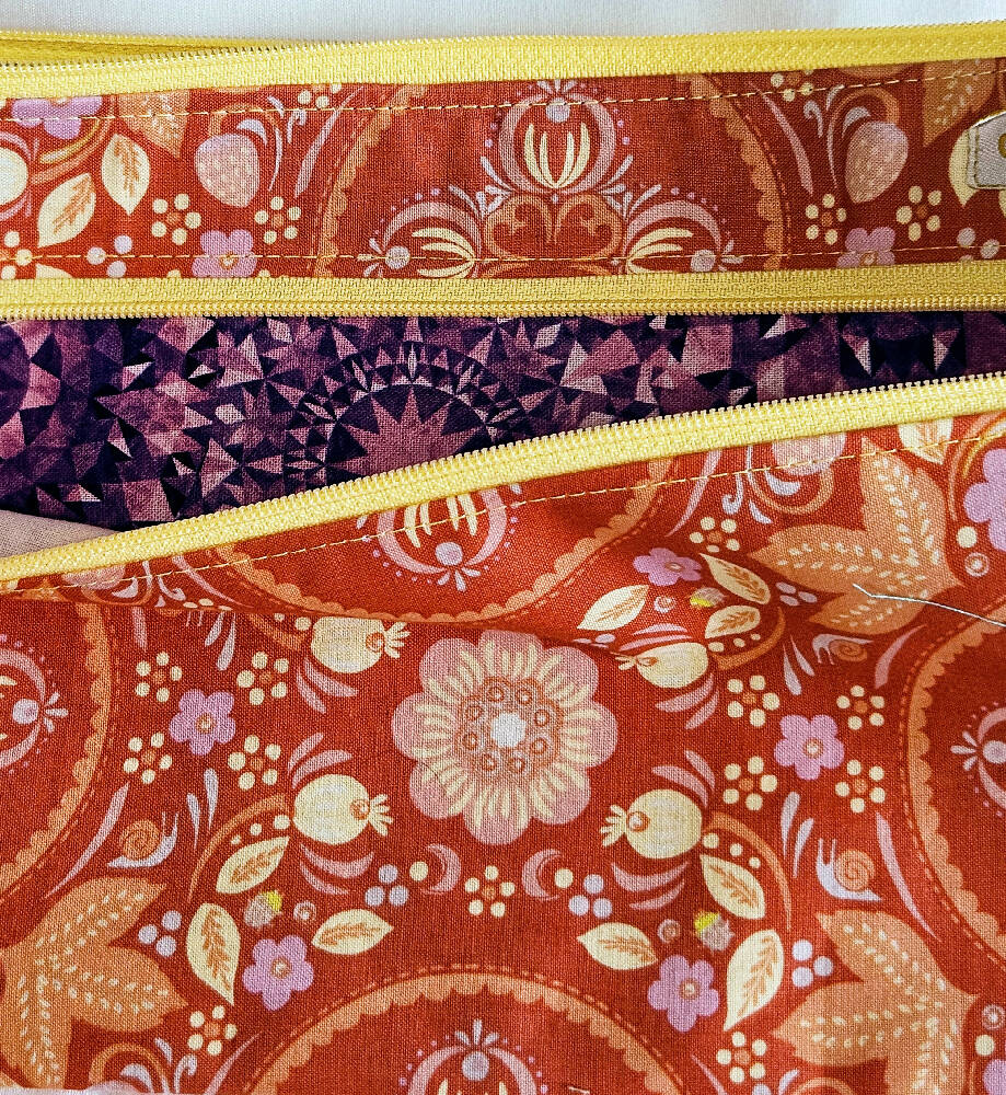 Handmade Paisley Coloured Double Zippered Pencil Case