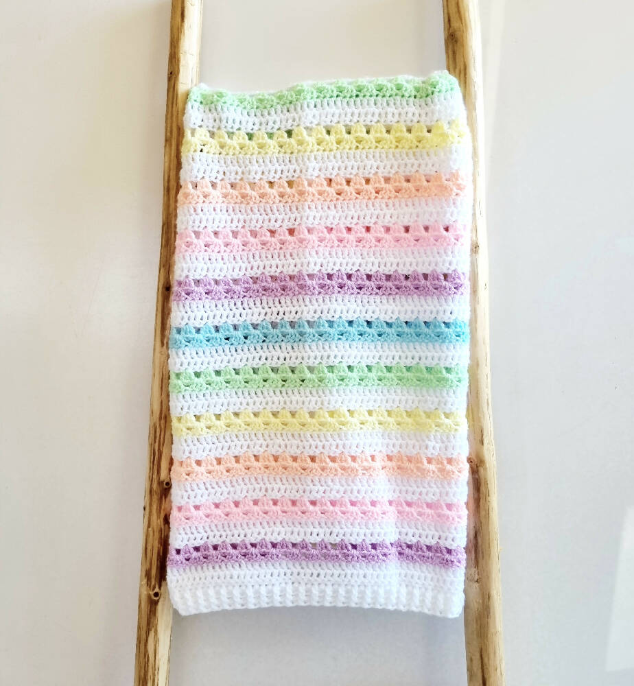 Handmade Blanket Pastel Rainbow Baby Blanket Crochet Pattern Baby