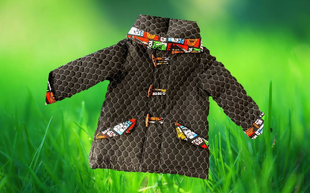 Black Quilted Duffle Coat with Star Wars_InPixio_InPixiGX