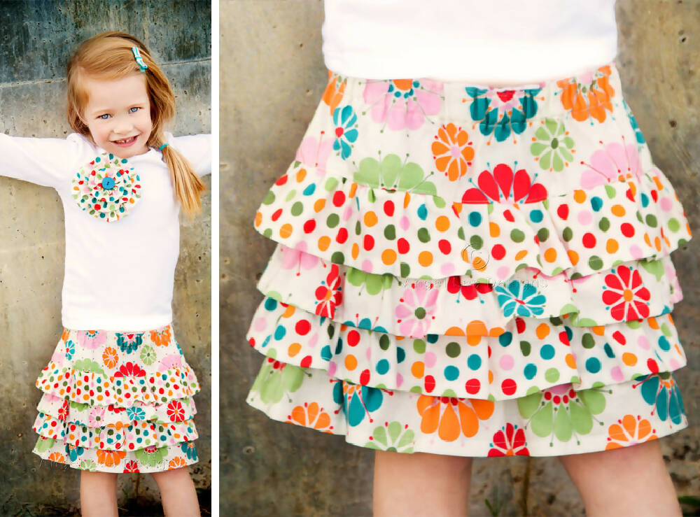 Lexi Ruffle Skirt HARD COPY Paper Sewing Pattern Girls Skirt