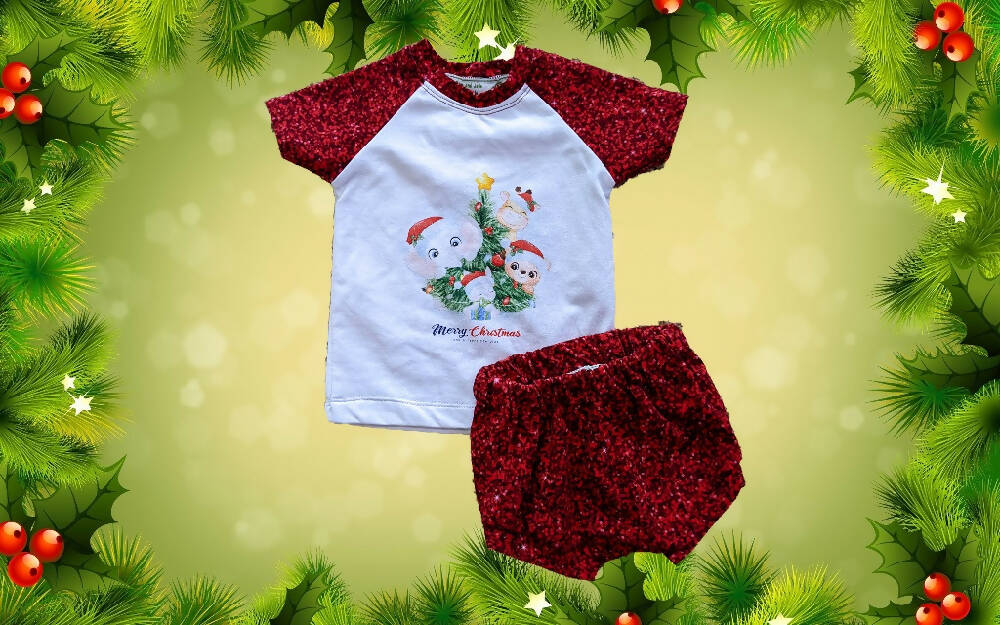 Christmas, Baby Tee and Bummies