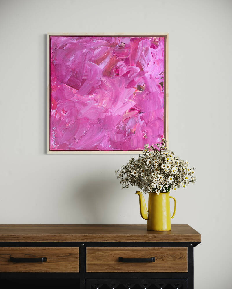 The Little Things - small pink original abstract painting