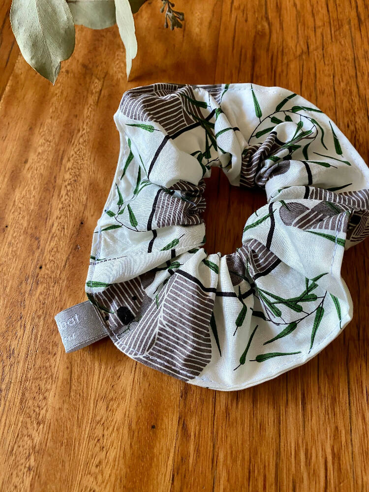 scrunchie - koalas / Australian animals / green grey white / organic cotton