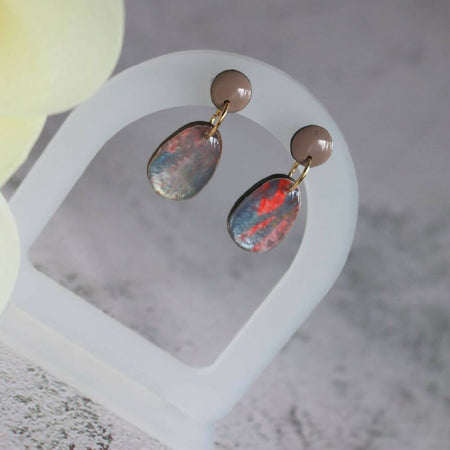 Sunset Sands Collection | Little Resin Dangles Earrings| Red Gold Shimmer