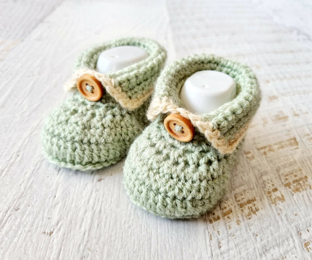 Baby Booties Sage Green Newborn Crochet Knit Shoes Socks