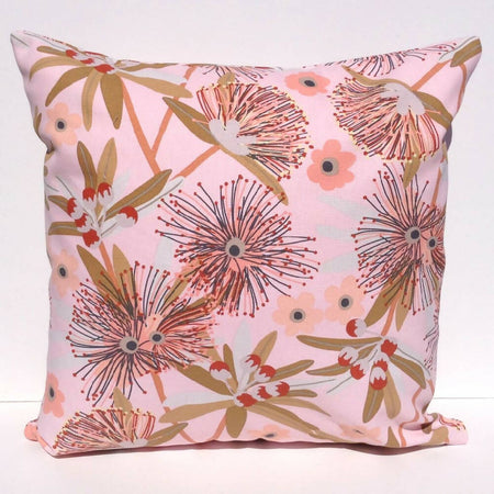 Native floral cushion cover-pink throw pillow