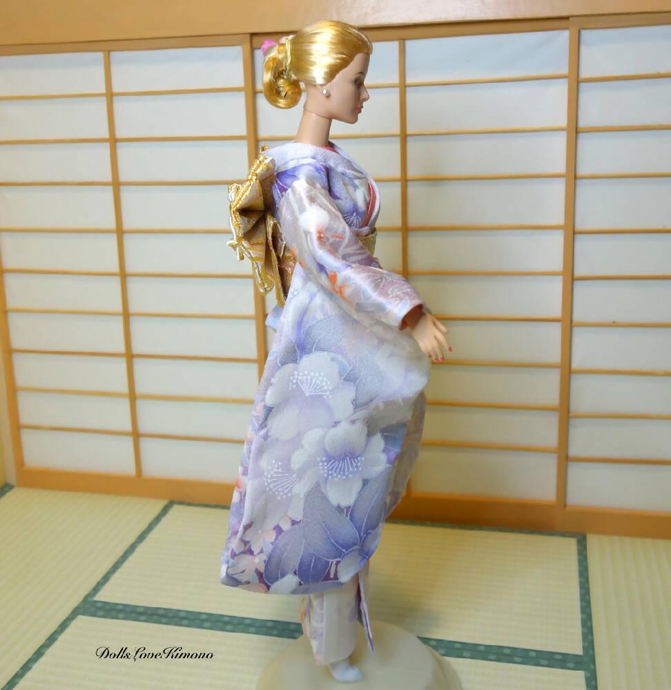 Doll clothes, silk kimono set for 11 3/4 inch fashion dolls, handmade