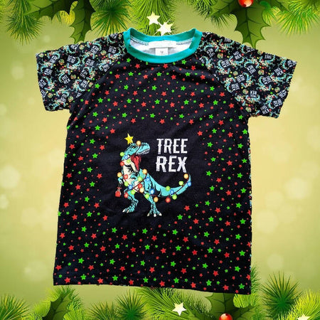 Xmas T-Shirt, Boys, Dinosaur 'Tree Rex', Size 7, 8, 10