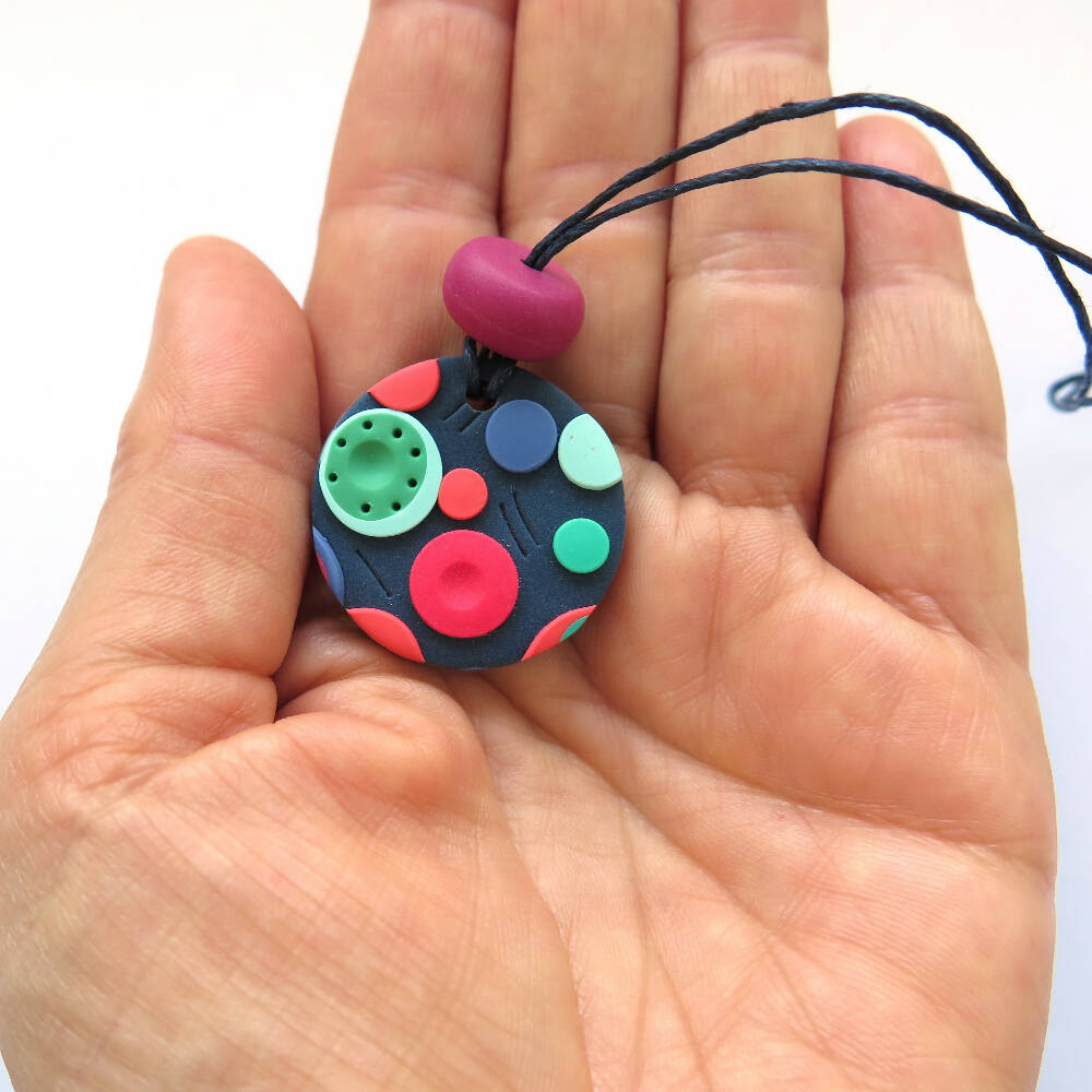 Dots Pendant Polymer Clay Necklace - small