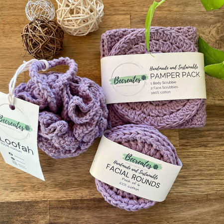 Pamper Gift Set - Scrubbies & Loofah Pack - Lavender