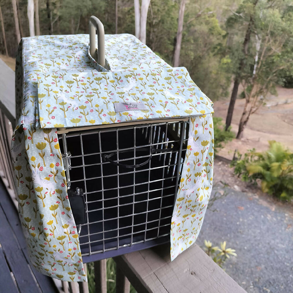 Pet carrier cover case for travelling. Rabbit print