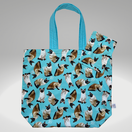 Grocery Tote ... Lined with storage pouch ... Siamese cat