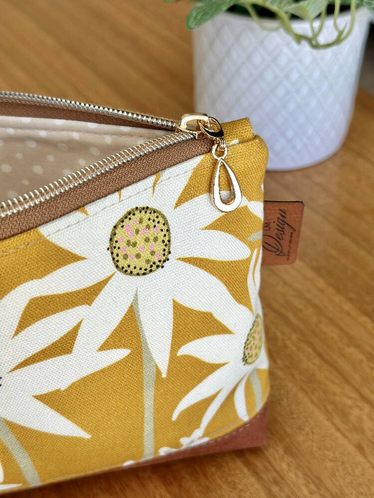 Large Zippered Pouch - Mustard Yellow