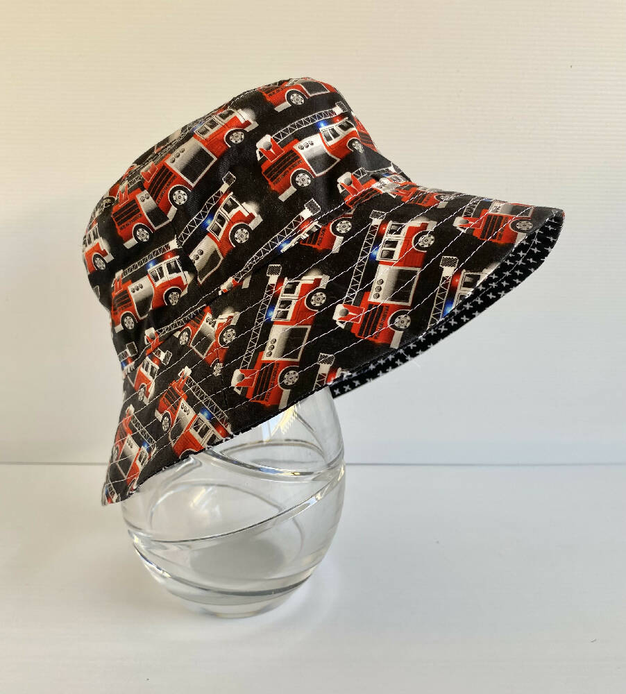 Summer hat in cool fire engine fabric