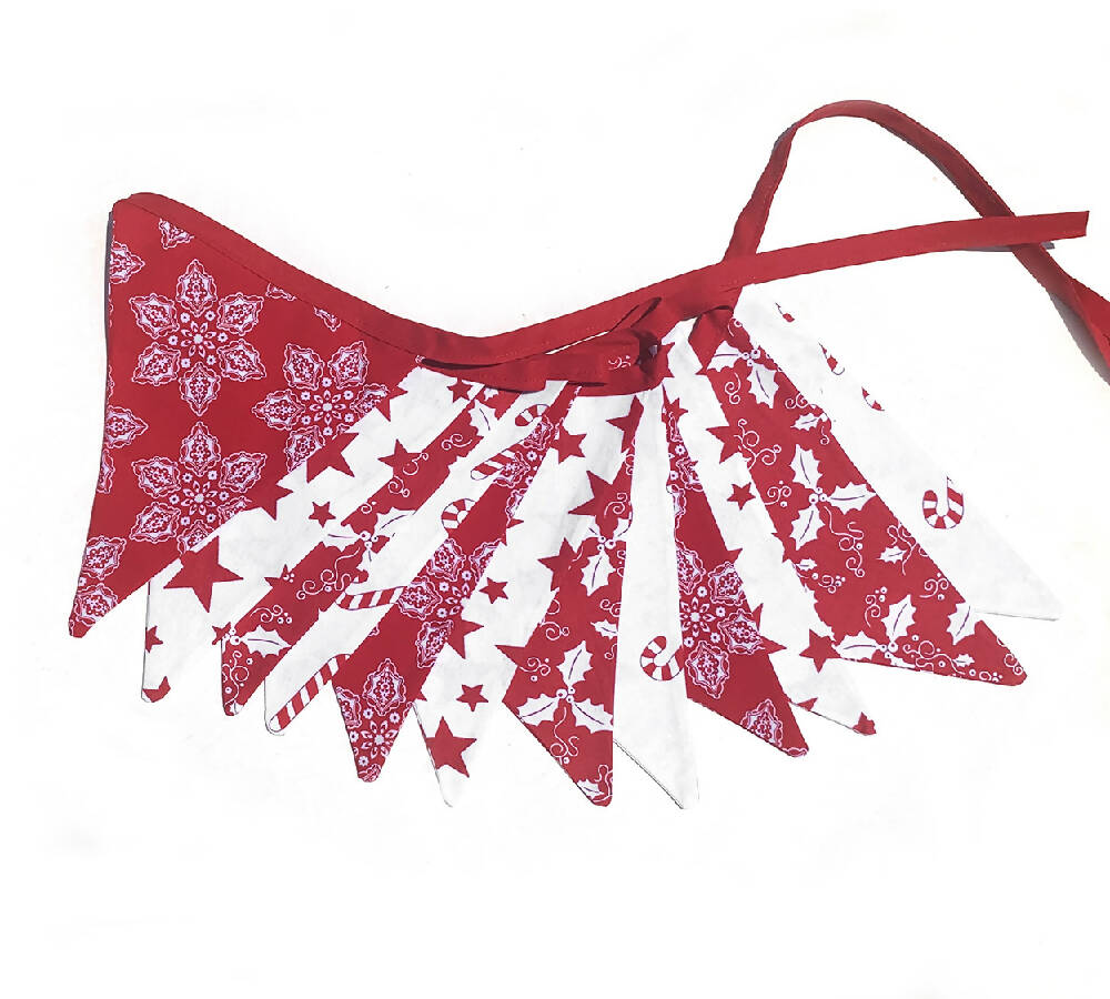 Christmas 'Red and White Scandi Style' Flag Bunting Decoration