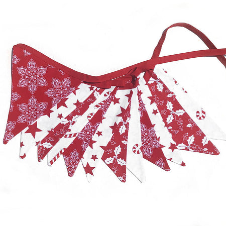Christmas 'Red and White Scandi Style' Flag Bunting Decoration