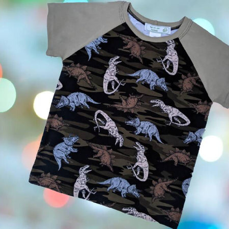 Boys T-Shirt, Dinosaur Camouflage, Size 3, 5, 6, 8