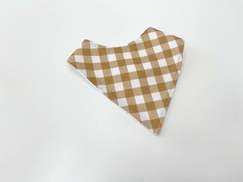 Honey gingham bandana bib