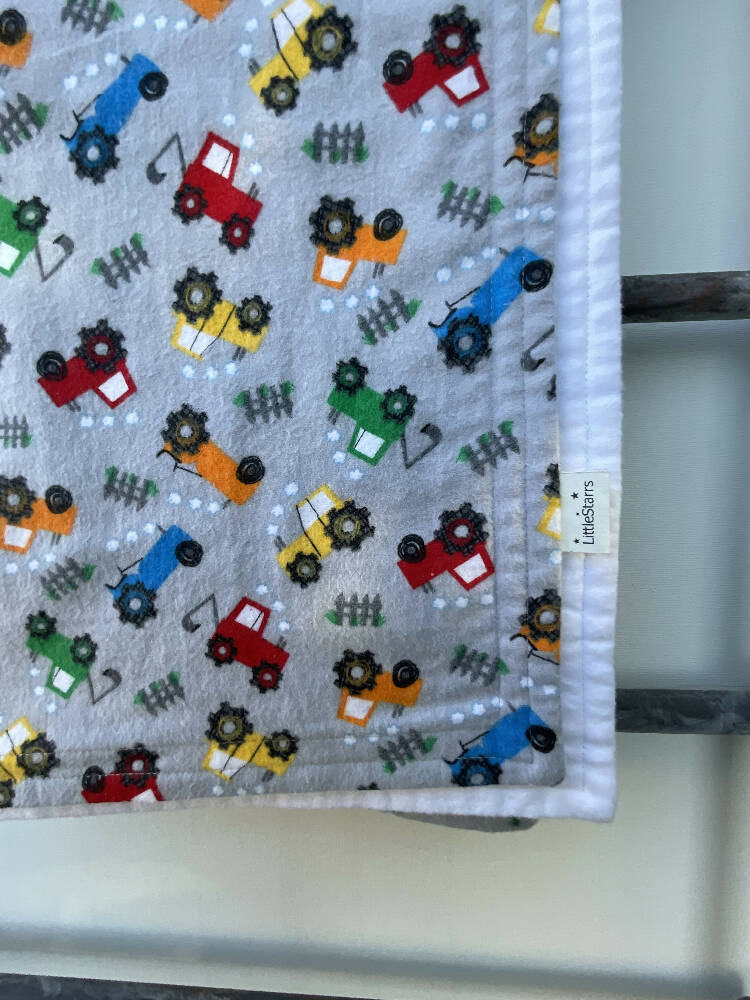 Baby Blanket / Flannelette Cotton / Tractors and Trucks