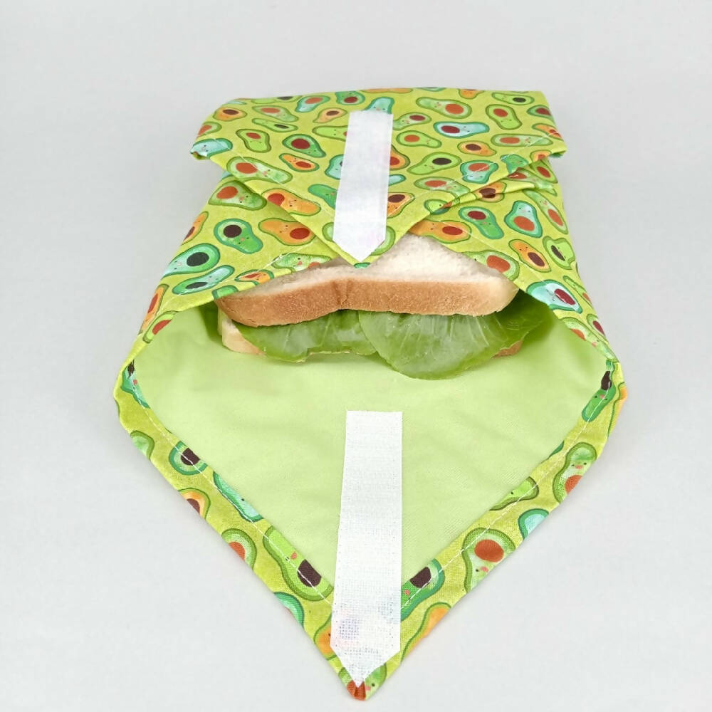 Sandwich Wrap (Reusable) - Kawaii Avocados on Green