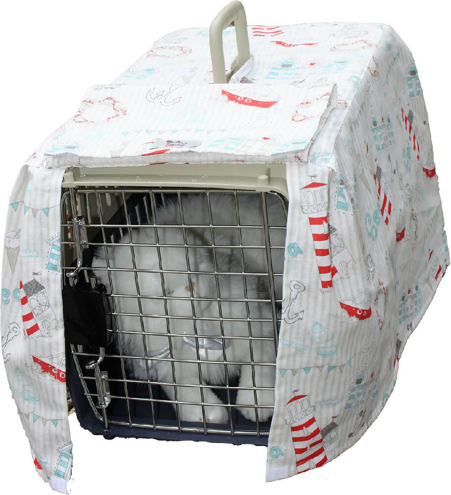 Pet carrier cover case for travelling, Lighthouse print