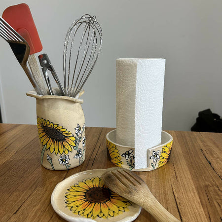 Kitchen Set - Utensil Holder, Spoon Rest, Paper Towel Holder