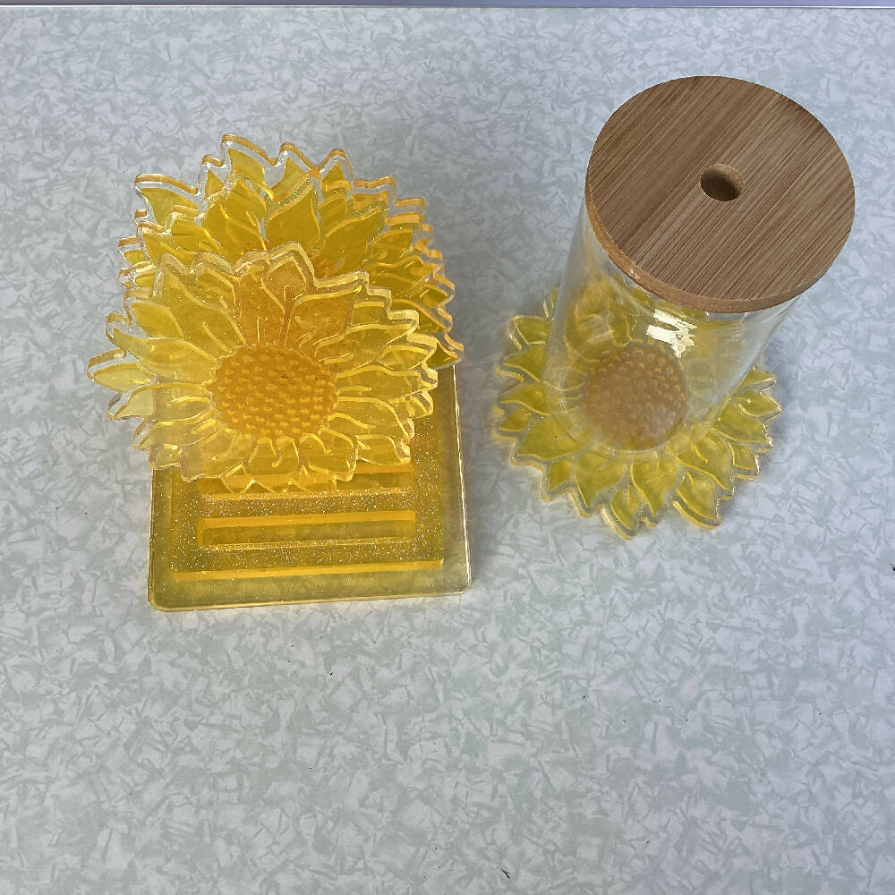 Sunflower resin coasters