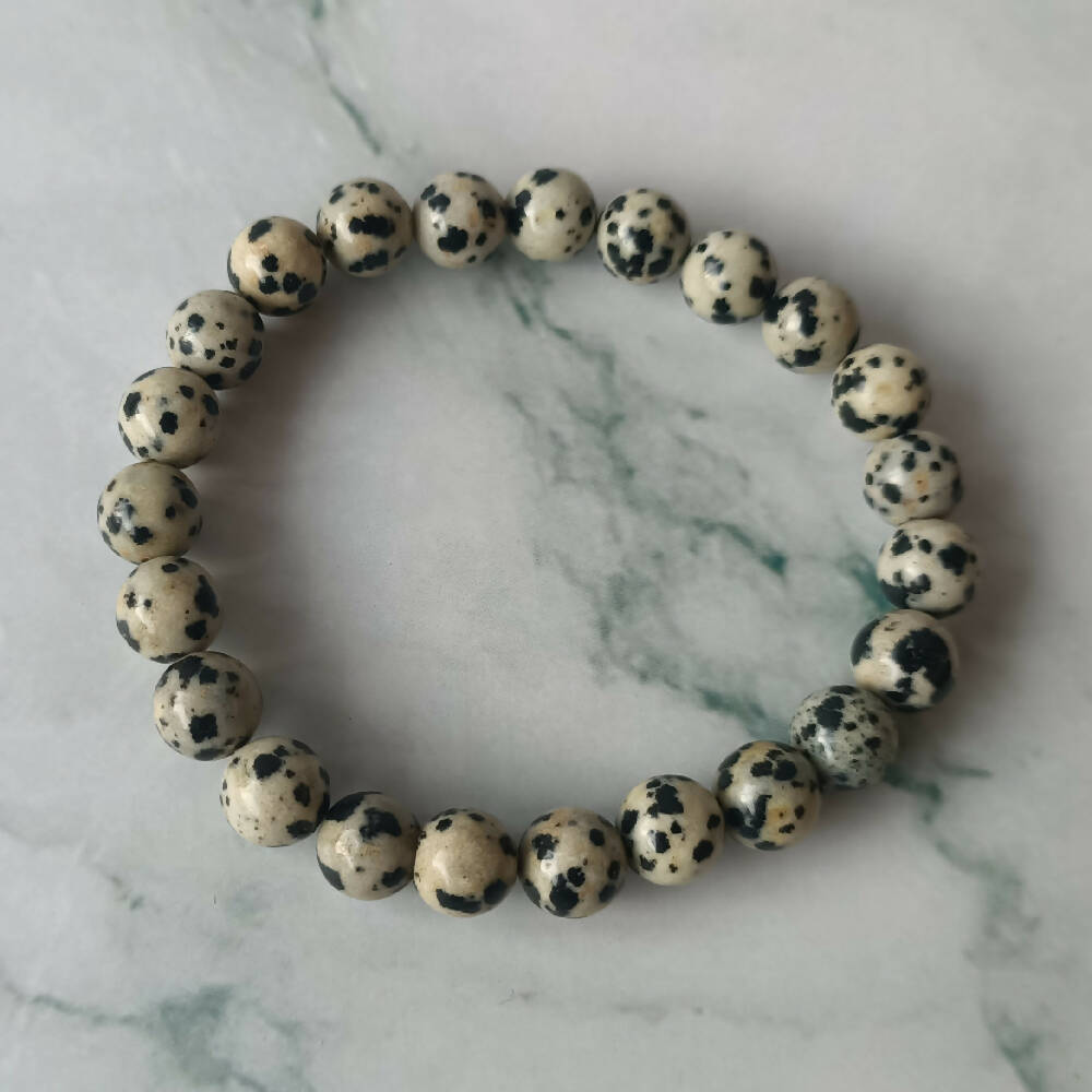 Dalmatian Jasper Gemstone Stretchy Bracelet 8mm