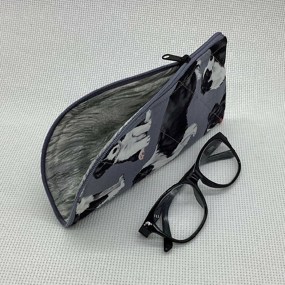 Border Collie Dogs glasses case for sunglasses, reading, spectacles - 3 designs.