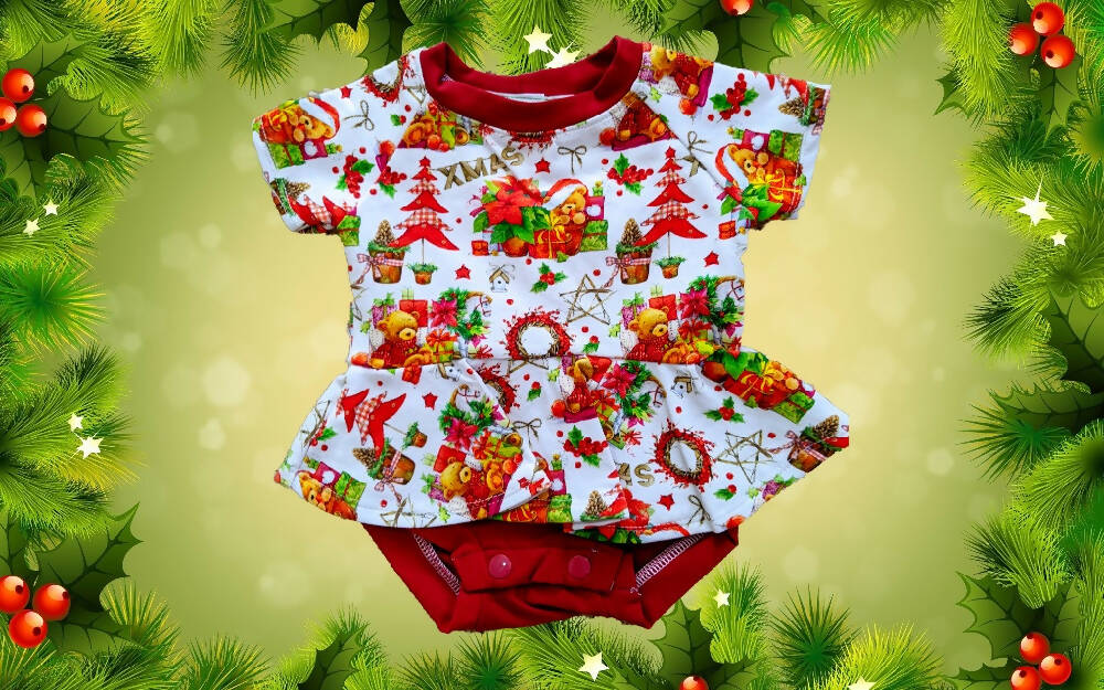 Christmas, Baby Girl Peplum, Teddy, Size 000, 00, 0