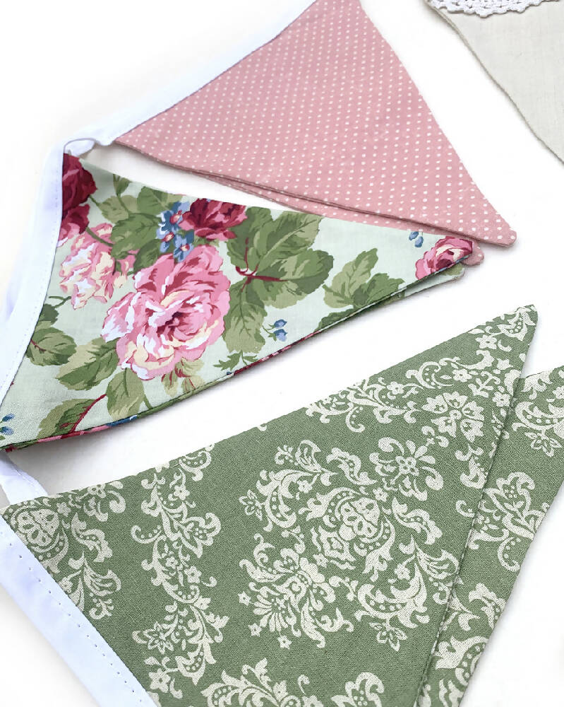 BUNTING - Modern Roses & Doily Lace Floral Flags