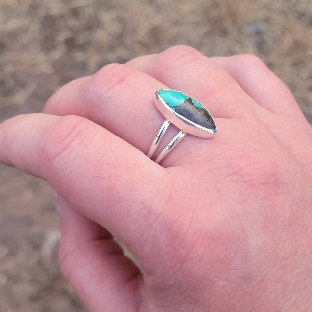 Tibetan Turquoise Silver Ring Size S 1/2