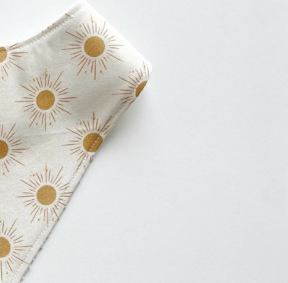 Gold suns bandana bib