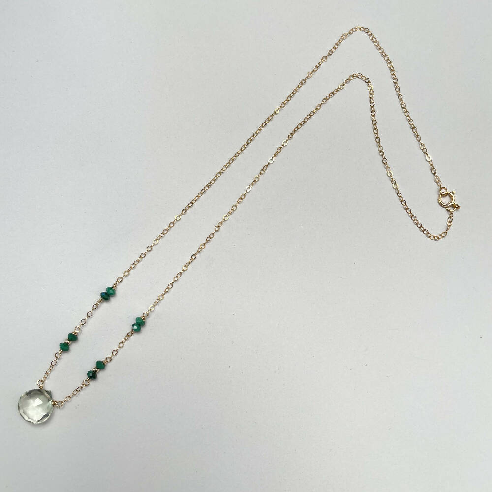 14K Gold filled green amethyst necklace