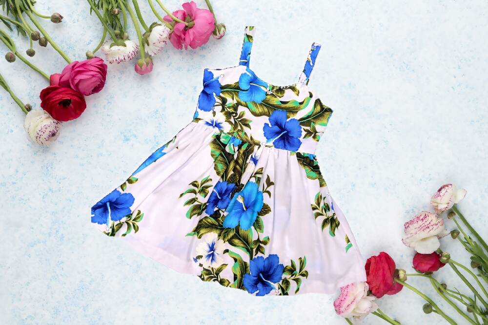 Girls Dress, Summer, Island Vibe, Blue, White, Green