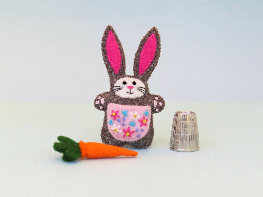 Small Felt Rabbits Miniature Felt Rabbit - Wool Felt Bunny with a tiny carrot